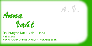 anna vahl business card